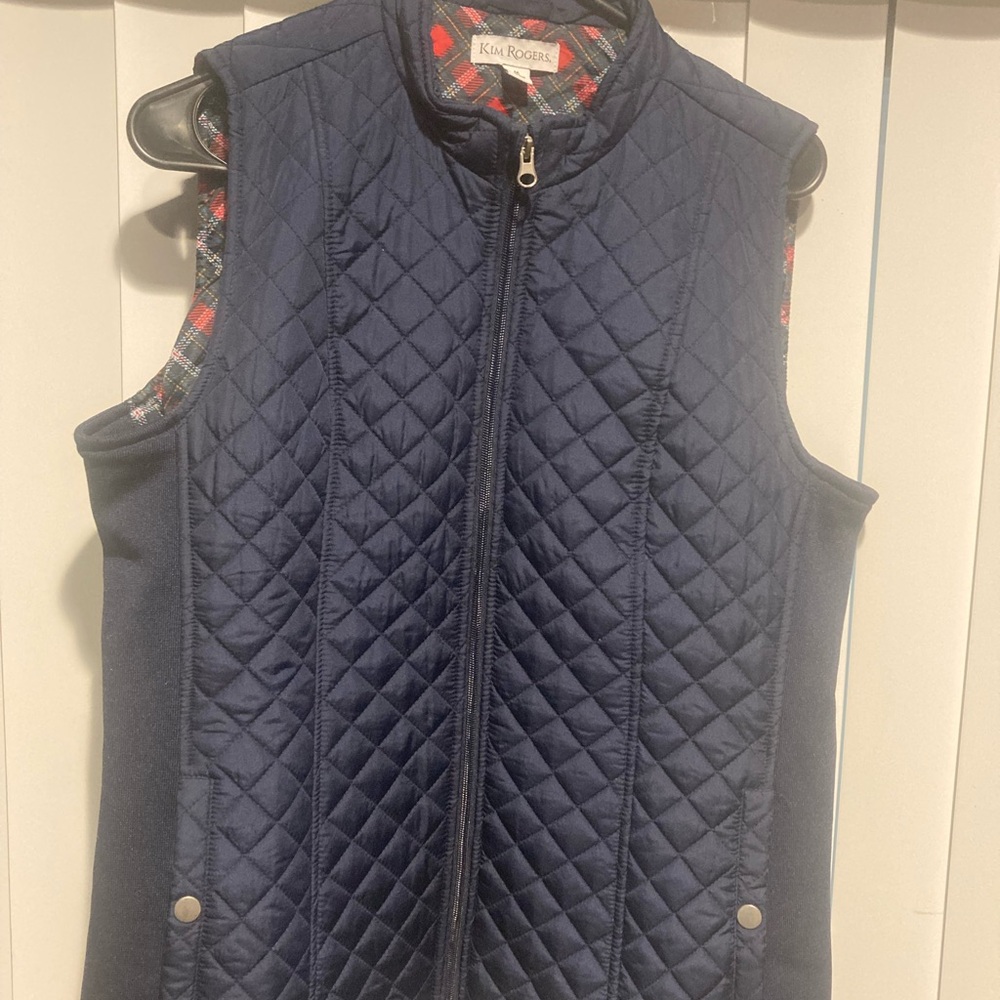 Kim Rogers Dark Blue Quilted Vest for Women Size M